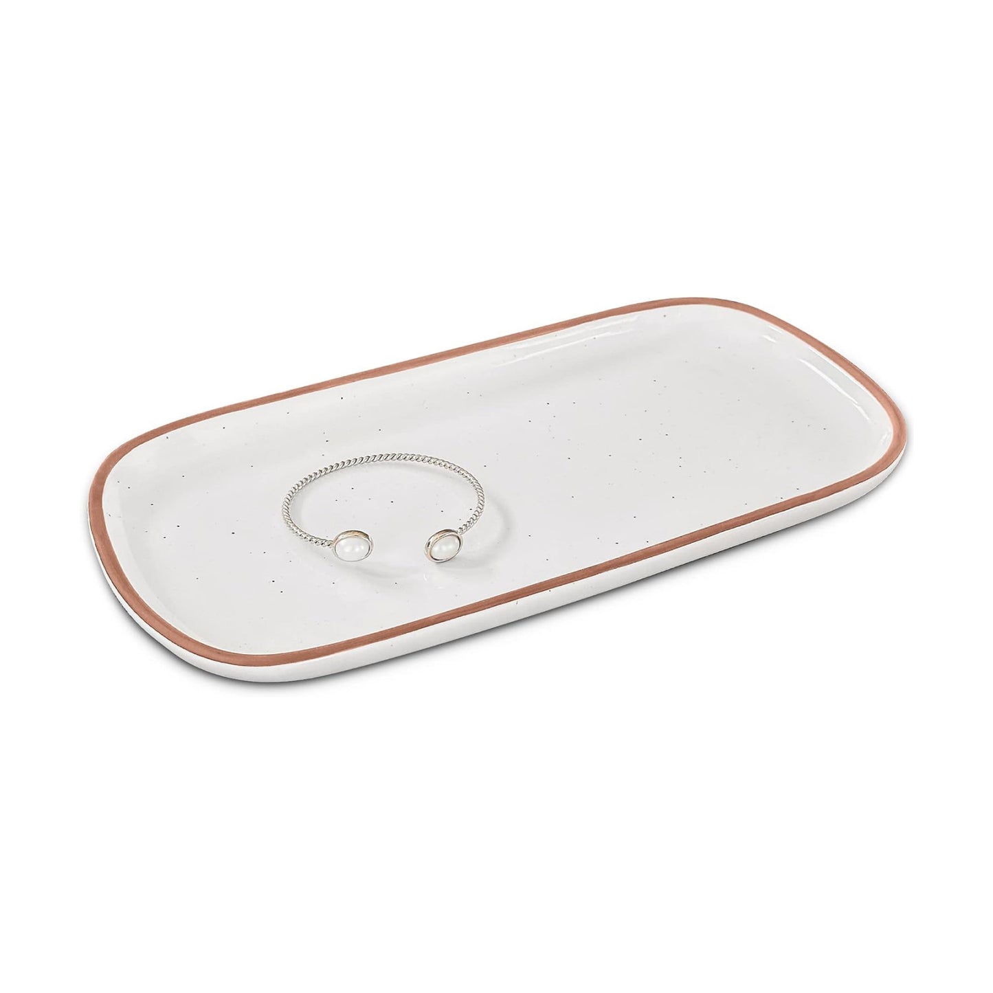 Ceramic Decorative Tray / 10 x 5 x 0.8 / Vanilla White