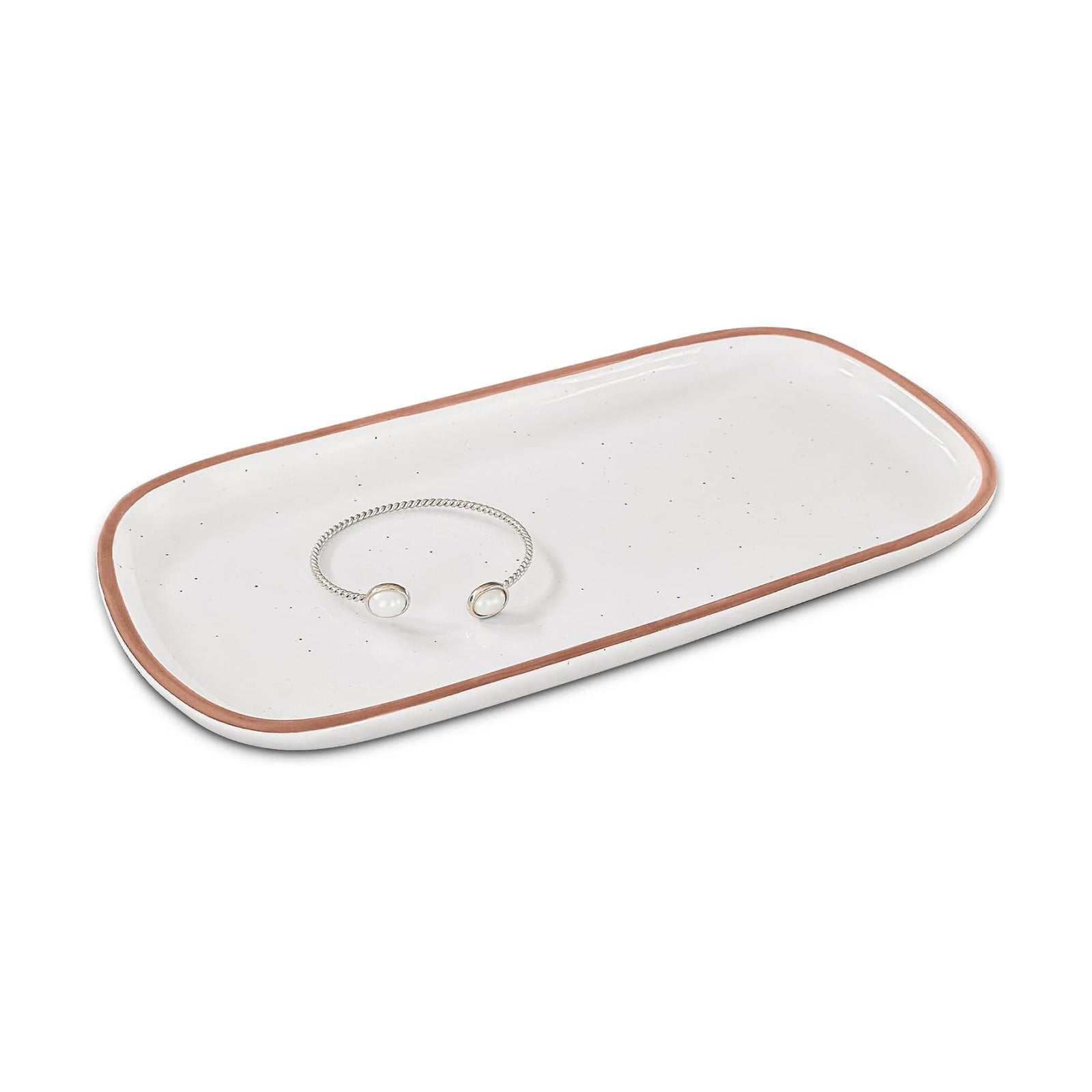 Ceramic Decorative Tray / 10 x 5 x 0.8 / Vanilla White