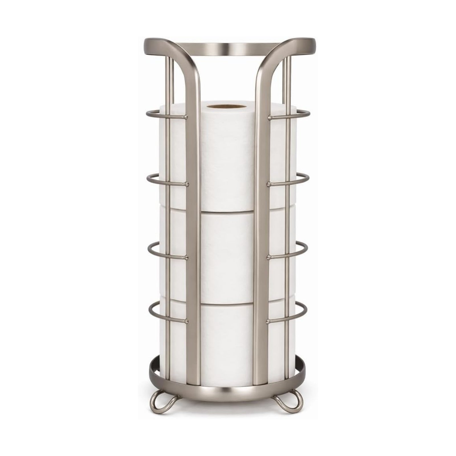 BROOKSTONE Toilet Paper Holder Stand Reserve - Free Standing Toilet Paper Stand with Storage that Holds Mega Rolls