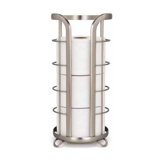 BROOKSTONE Toilet Paper Holder Stand Reserve - Free Standing Toilet Paper Stand with Storage that Holds Mega Rolls