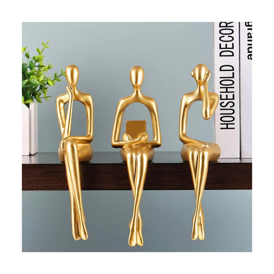 Bookshelf Desk Figurines / Gold / Set of 3