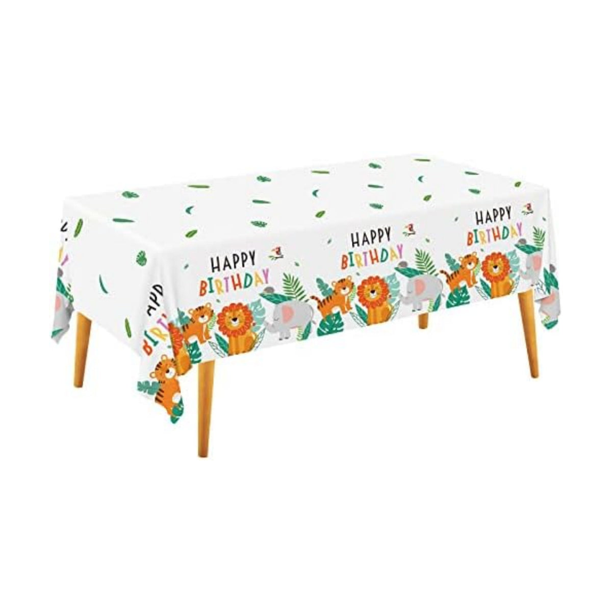 Gatherfun Safari Theme Party Supplies Disposable Tablecloth Plastic Waterproof Table Cover for Jungle Safari Birthday Party Decorations, 3 Pack 54X108inch