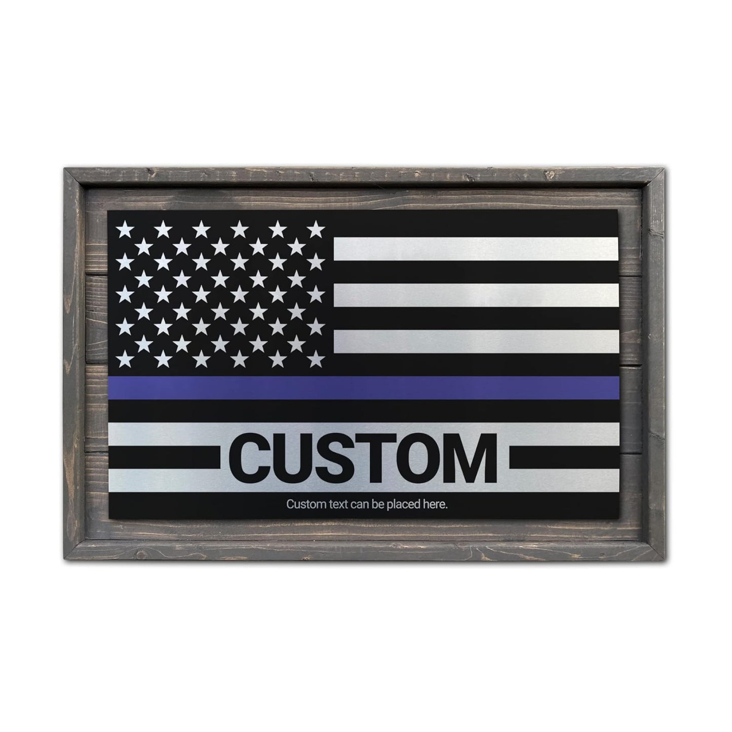 CUSTOM Rustic Thin Blue Line American Flag Made of Wood and Metal For Law / Blue Line Custom