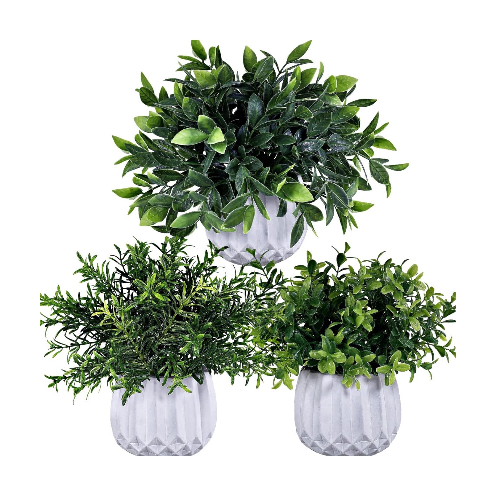 Faux Potted Plants Set / White / Set of 3