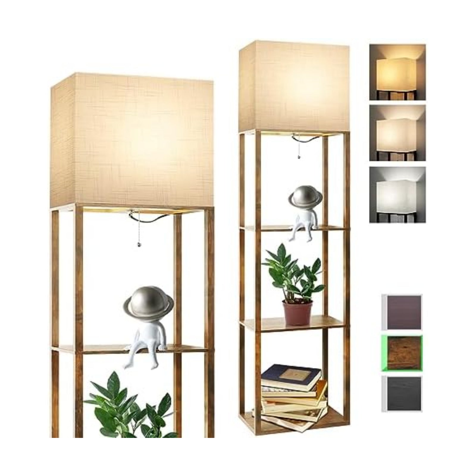 RUNTOP Plus Floor Lamp with Shelves, Modern Shelf Floor Lamp with 15W 3CCT LED Bulb and Memory Function, Wide Shelf