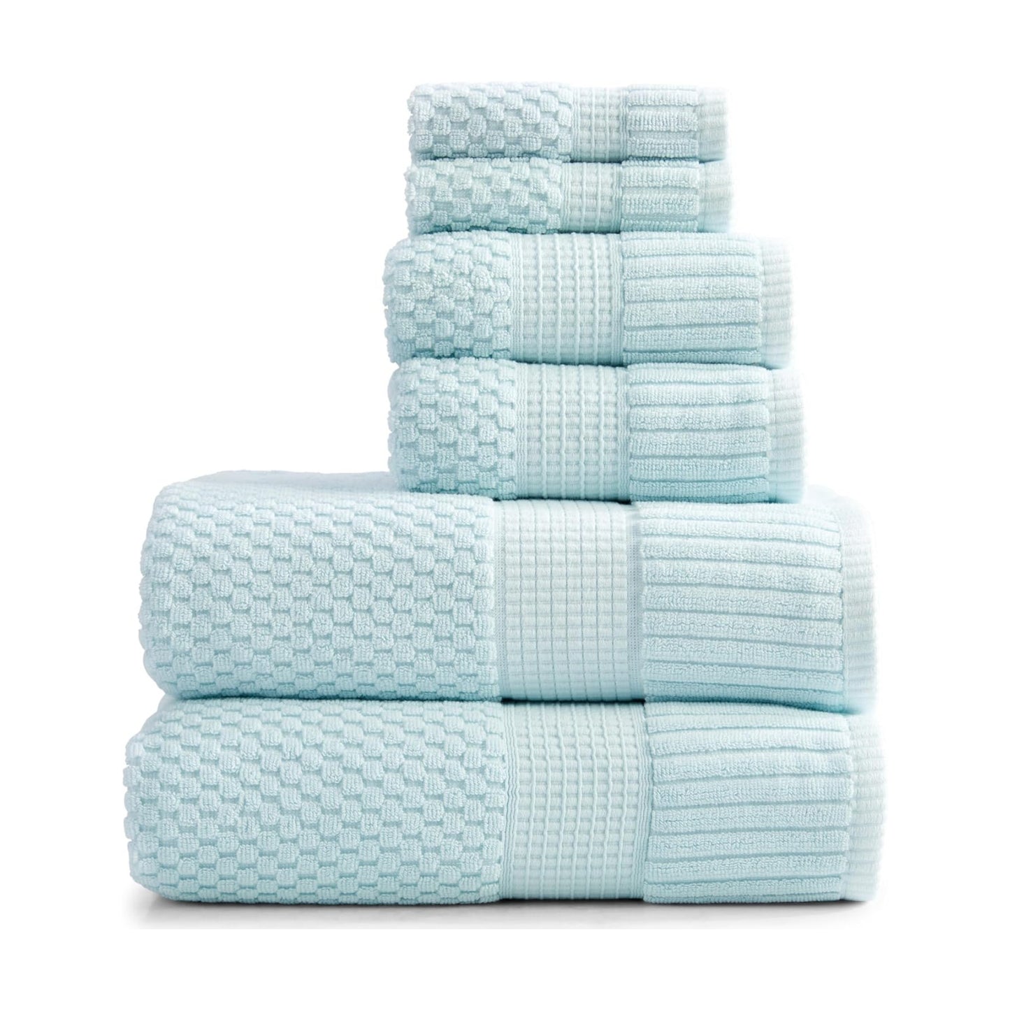 NY Loft 100% Cotton 6-Piece Bath Towel Set | Seafoam | Oeko-TEX | Quick-Dry | 30" x 52" Bath Towels | 16" x 28" Hand