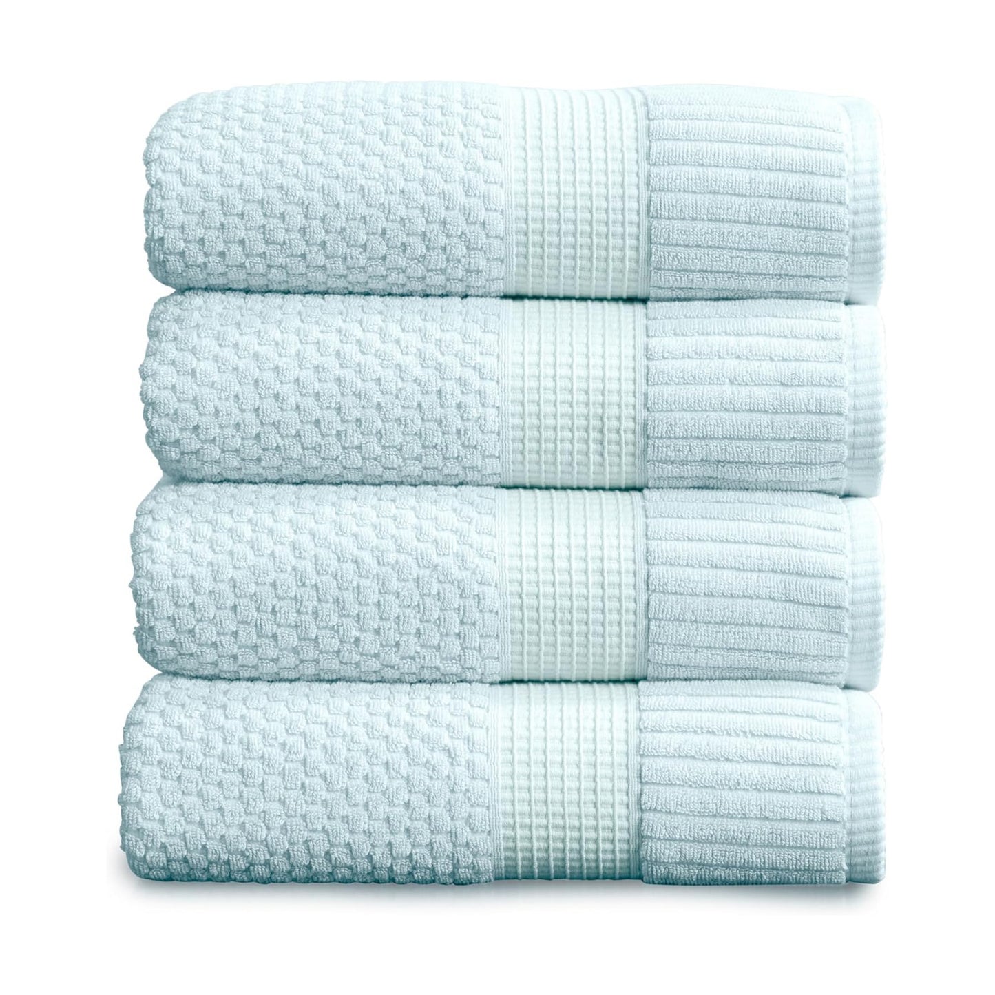 NY Loft 100% Cotton 4-Pack Bath Towel Set | Seafoam | Oeko-TEX | Quick-Dry | Four 30" x 52" Bath Towels | Super
