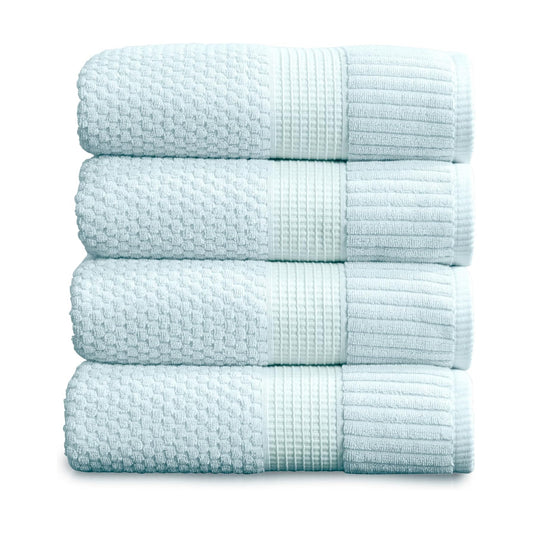 NY Loft 100% Cotton 4-Pack Bath Towel Set | Seafoam | Oeko-TEX | Quick-Dry | Four 30" x 52" Bath Towels | Super