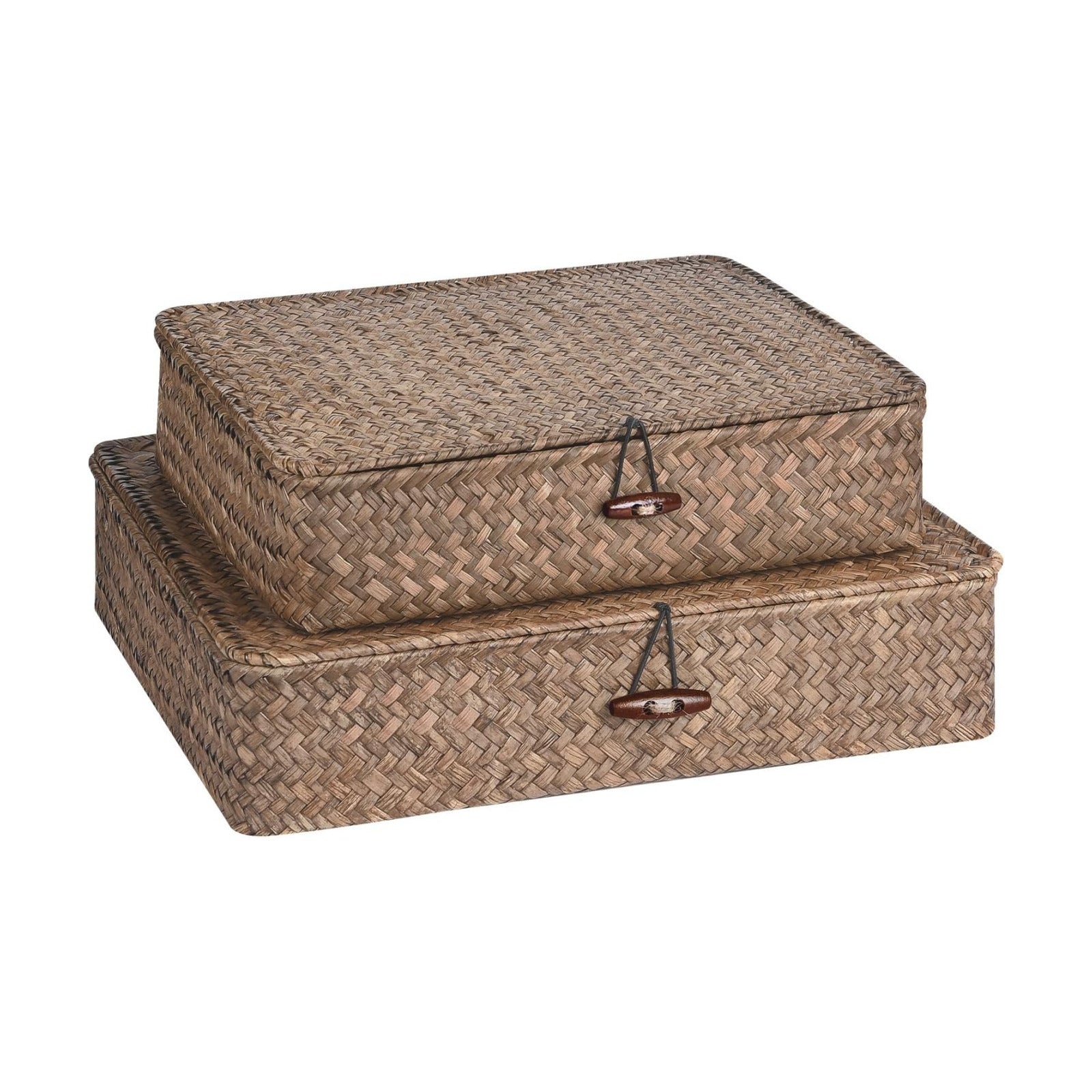 Flat Seagrass Storage Bins / Coffee / Set of 2