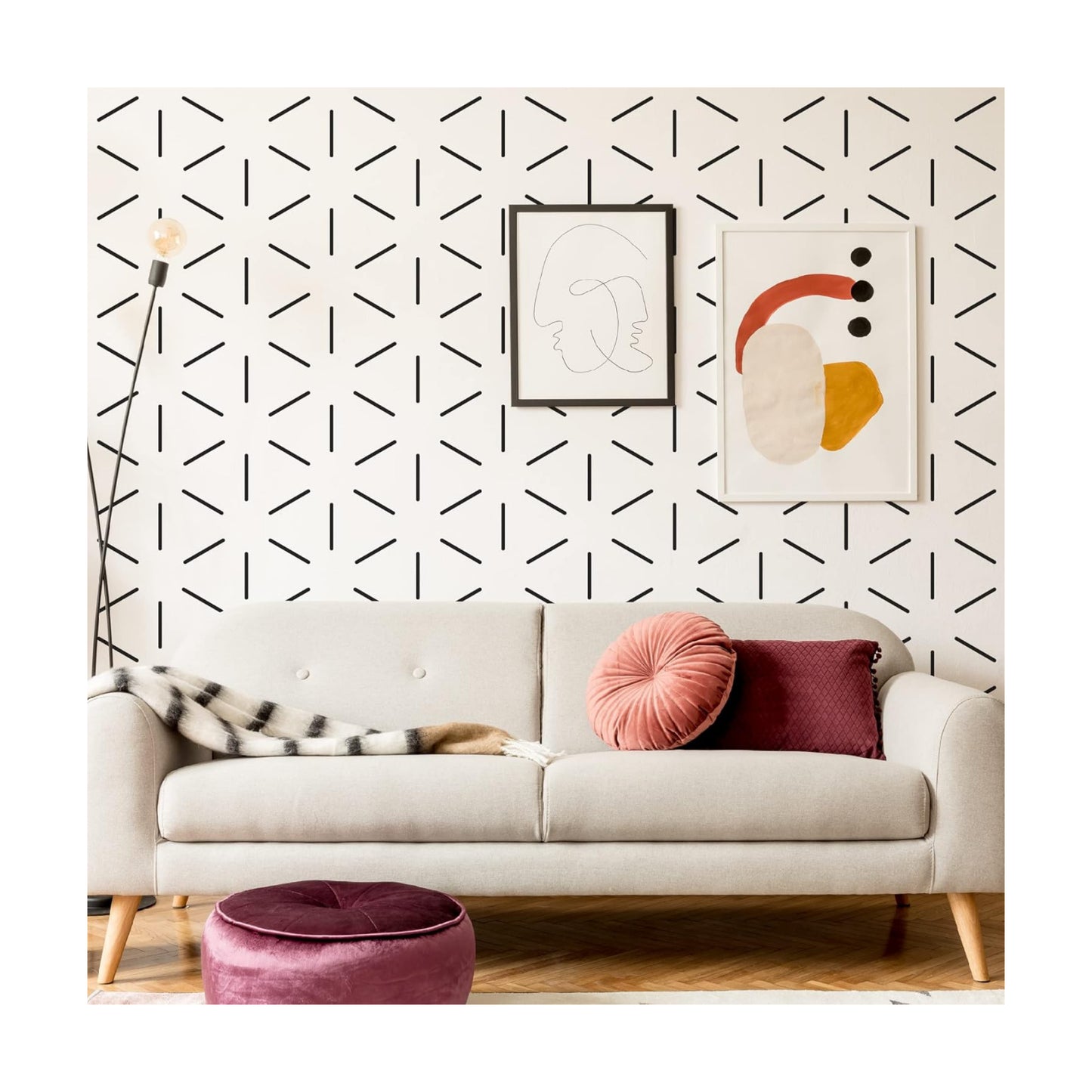 Peel and Stick Modern Wall Stickers / Hexagon / Black / Set of 360