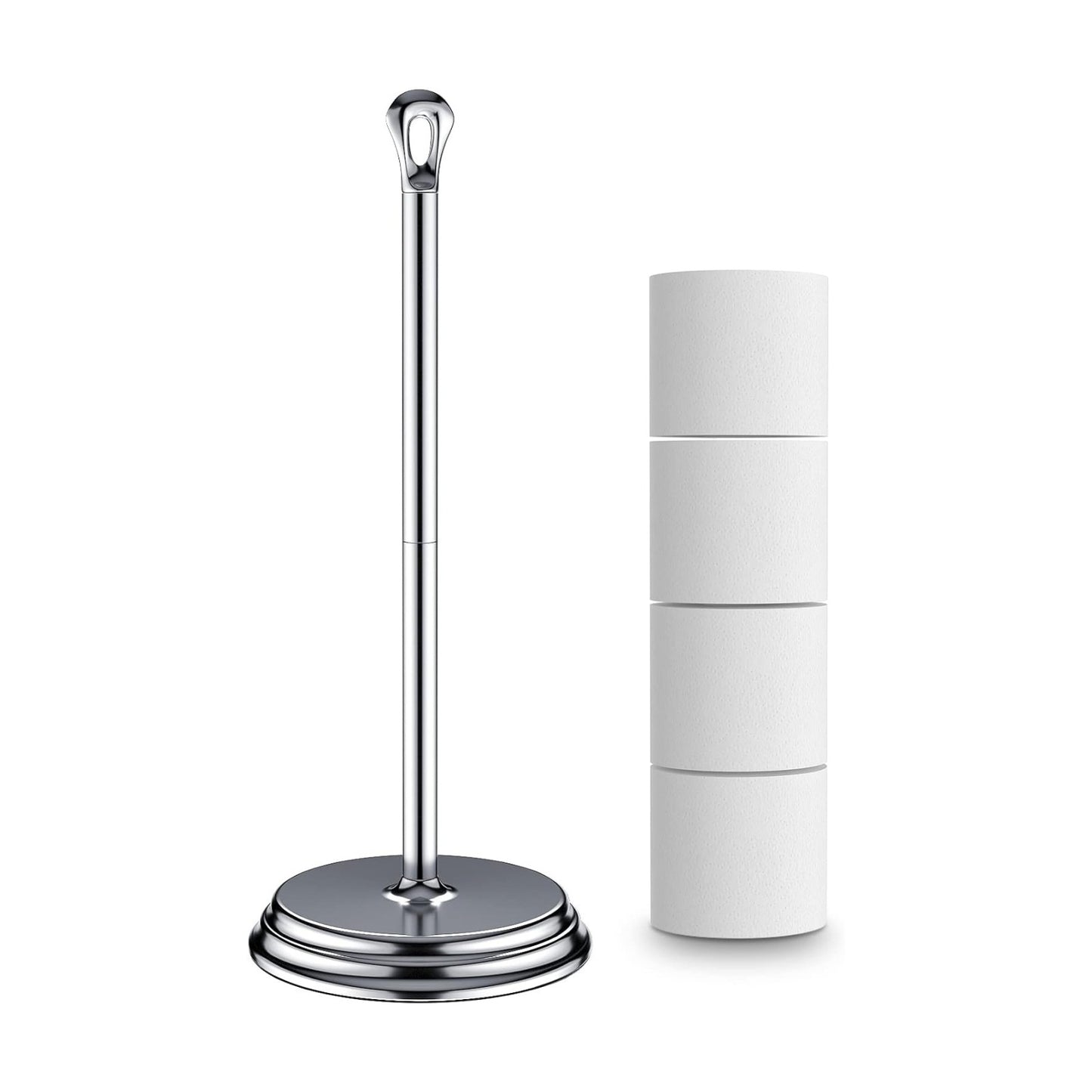 KASUNTO Toilet Paper Holder with Rustproof, Metal Free Standing Toilet Paper Stand Storage for Bathroom, Tissue Paper