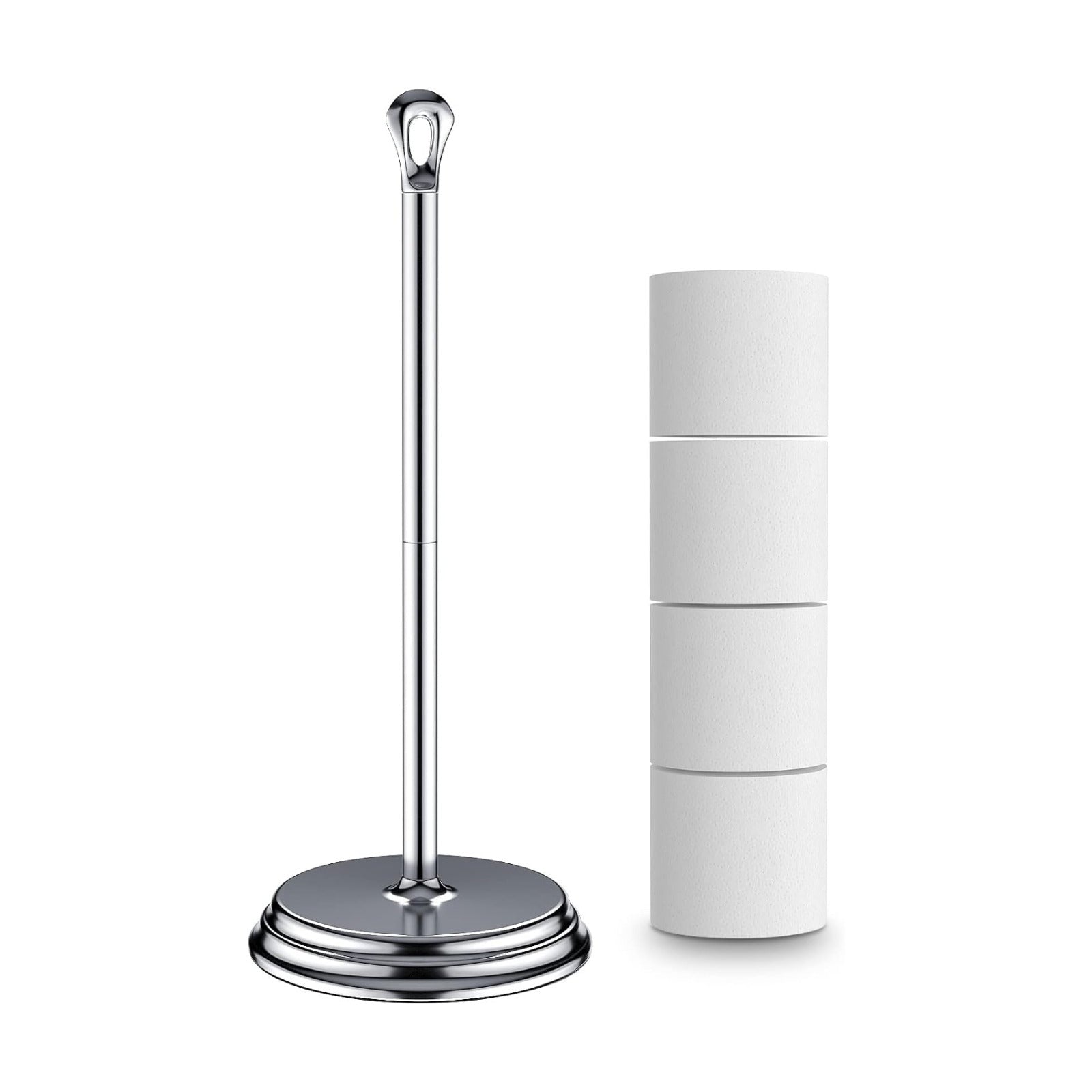 KASUNTO Toilet Paper Holder with Rustproof, Metal Free Standing Toilet Paper Stand Storage for Bathroom, Tissue Paper