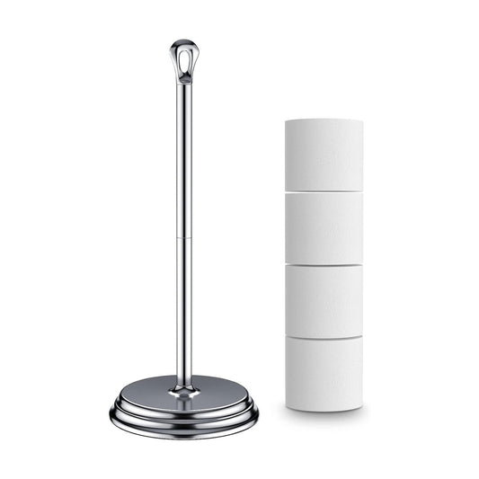 KASUNTO Toilet Paper Holder with Rustproof, Metal Free Standing Toilet Paper Stand Storage for Bathroom, Tissue Paper