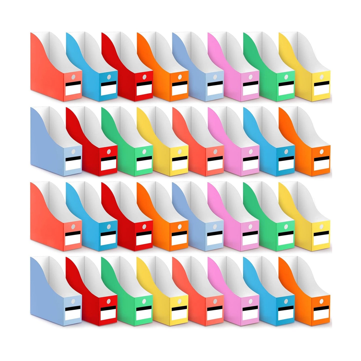 32 Pcs Magazine File Holder Set Including Colored Foldable Desk File Holder Organizer White Label Stickers Cat Pen