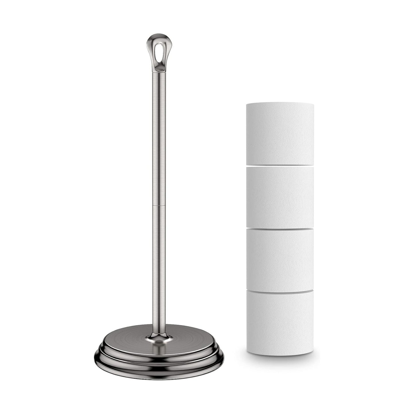 KASUNTO Toilet Paper Holder with Rustproof, Metal Free Standing Toilet Paper Stand Storage for Bathroom, Tissue Paper