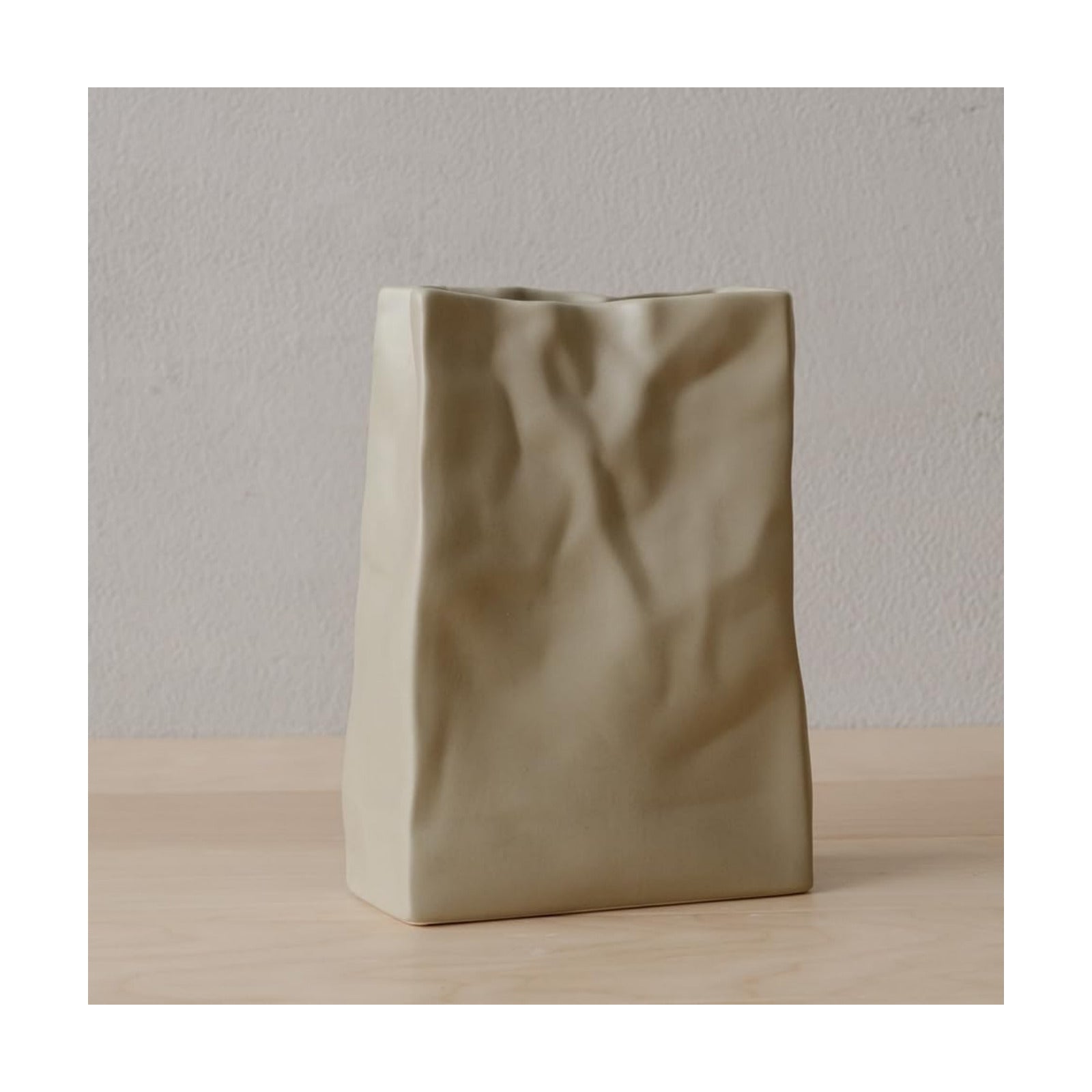 Crinkle Paper Bag Shape Ceramic Vase