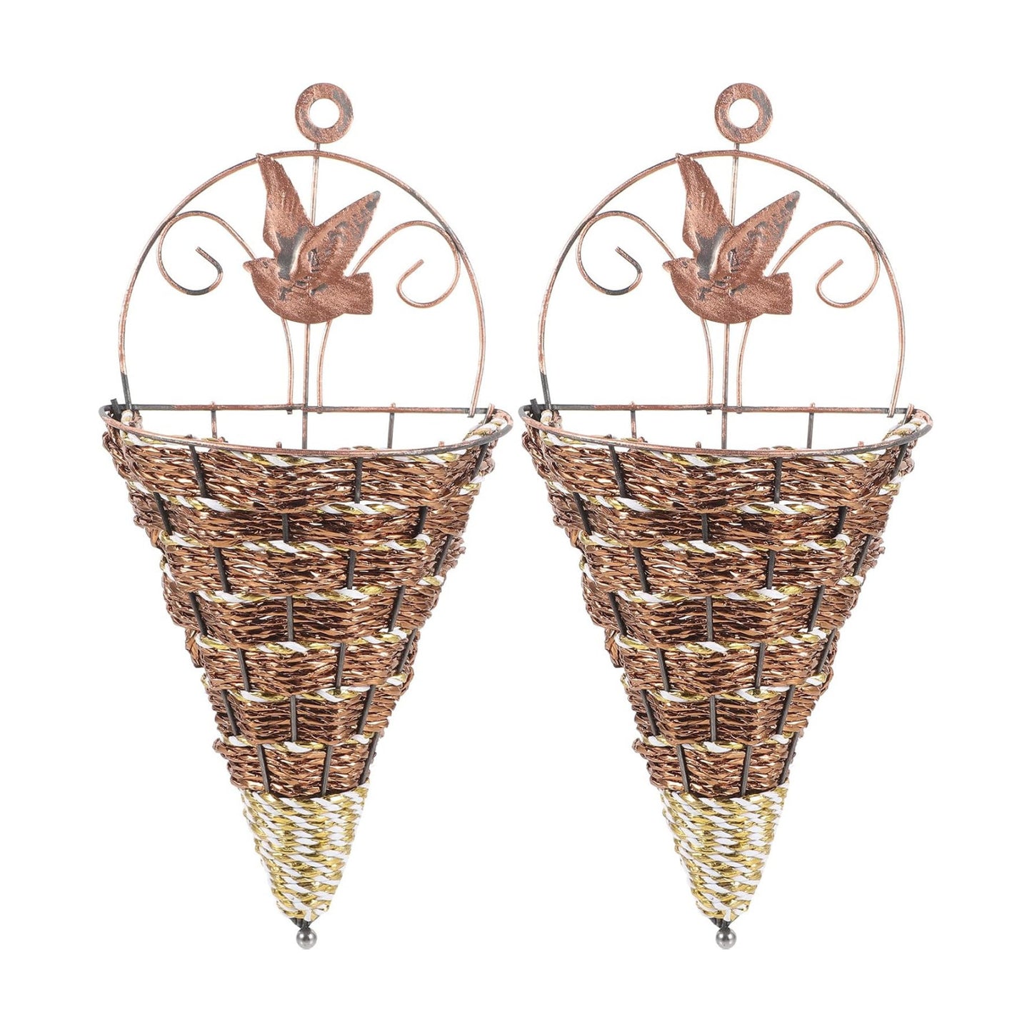 Wall Hanging Flower Pots Rattan Planter Basket Set In Space-Saving / 12.40 x 5.51 x 2.75 / Set of 2