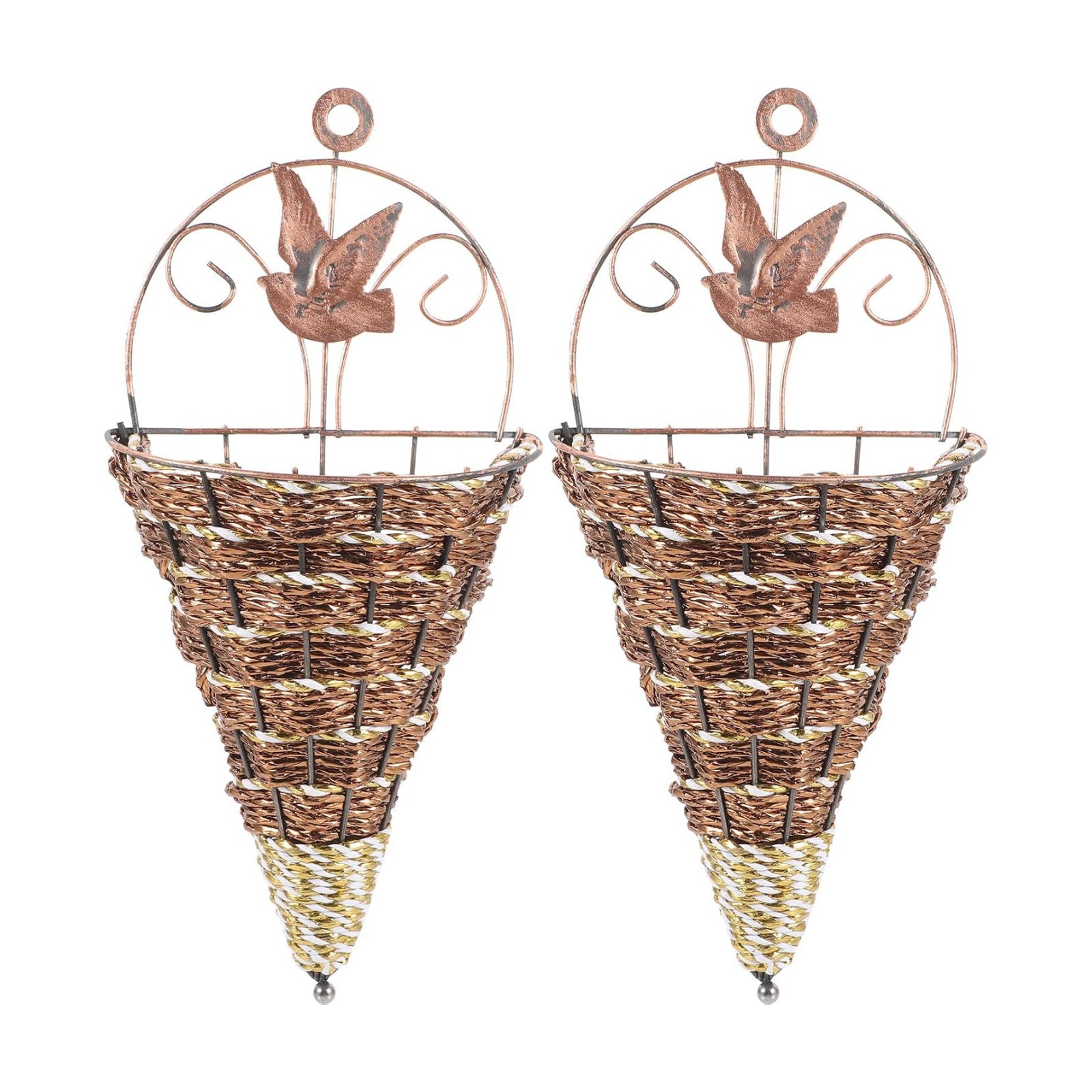 Wall Hanging Flower Pots Rattan Planter Basket Set In Space-Saving / 12.40 x 5.51 x 2.75 / Set of 2