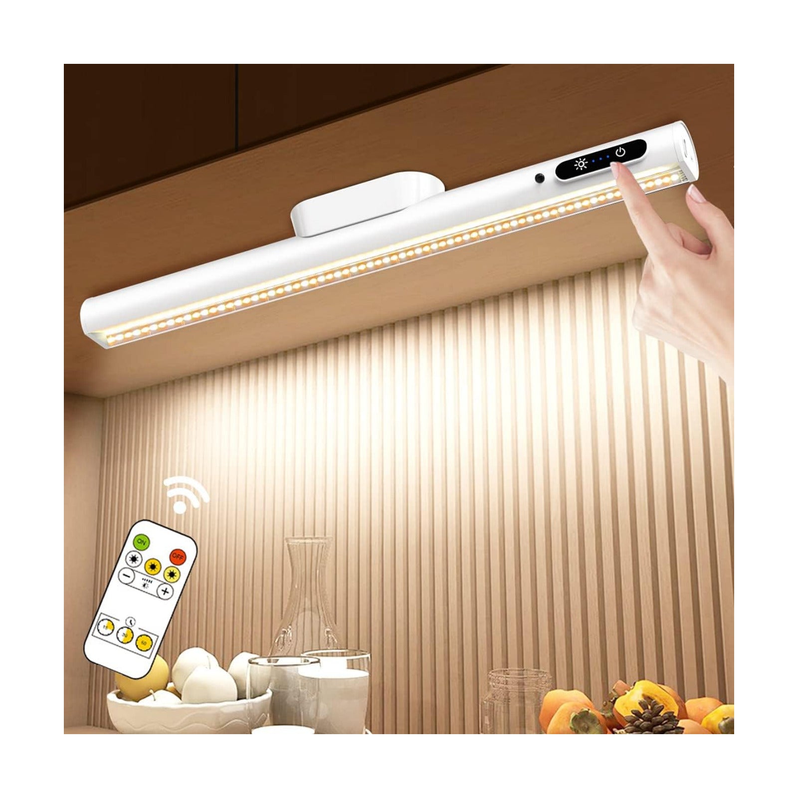 Hapfish Battery Powered Operated Wall Strip Lights, Magnetic LED Light Bar | Rechargeable with Remote,Dimmable Desk
