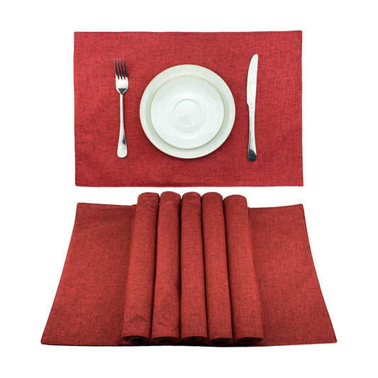 Weabetfu Cloth Placemats Set of 6 Heat Resistant Dining Table Place mats | Cotton Linen Machine Washable Kitchen Table