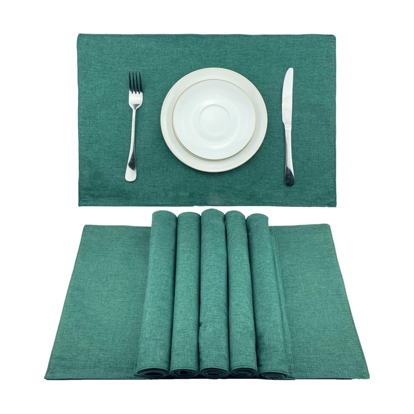 Weabetfu Cloth Placemats Set of 6 Heat Resistant Dining Table Placemats | Cotton Linen Machine Washable Kitchen Table