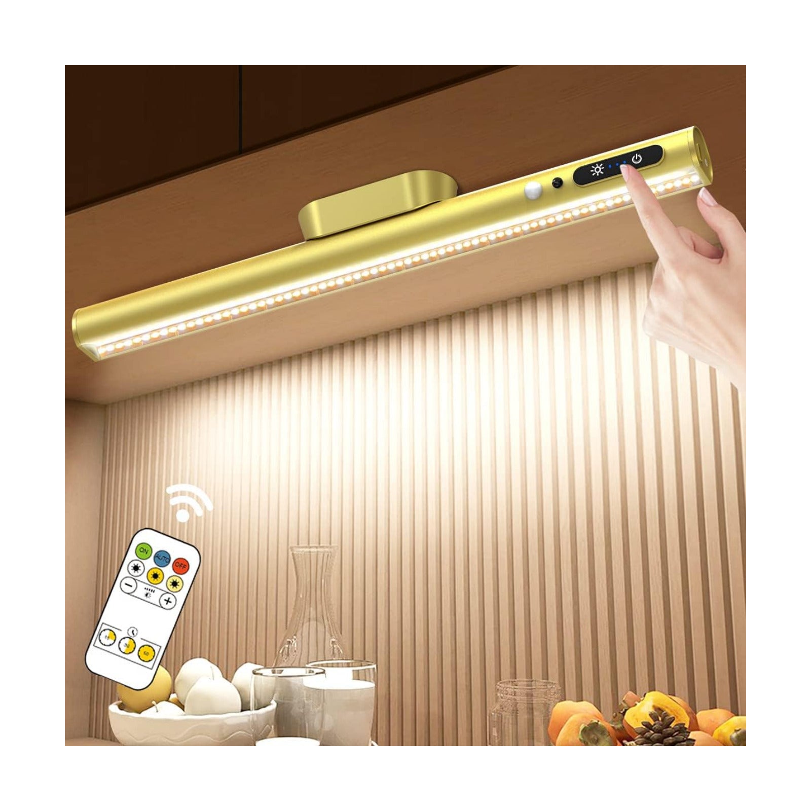 Hapfish Motion Sensor LED Light Bar Indoor,Under Cabinet Lighting Wireless | Rechargeable Magnetic Battery Powered