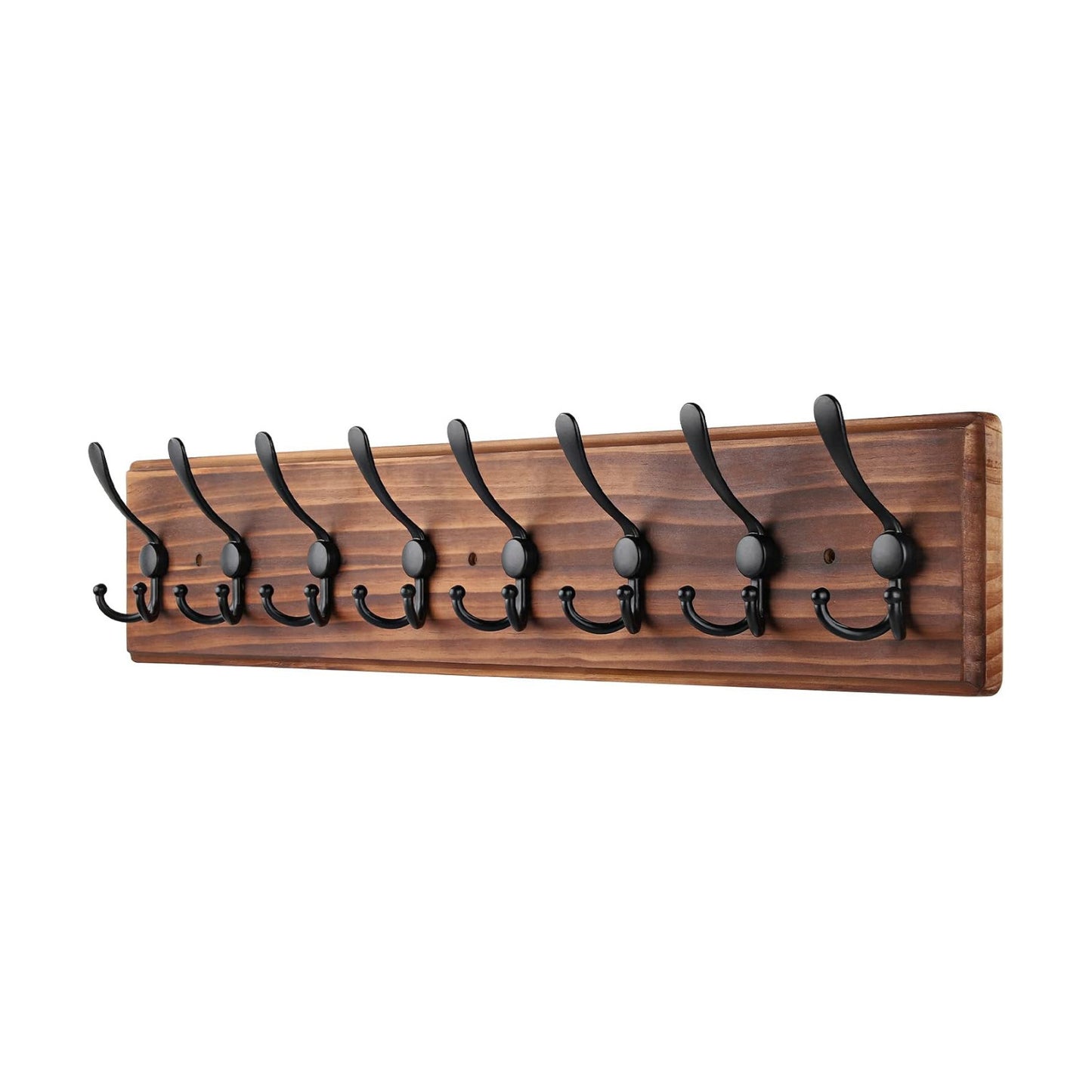 Coat Rack Wall Mount, Wooden Heavy Duty Coat Rack for Wall,8 Triple Coat Hanger Hooks for Hanging