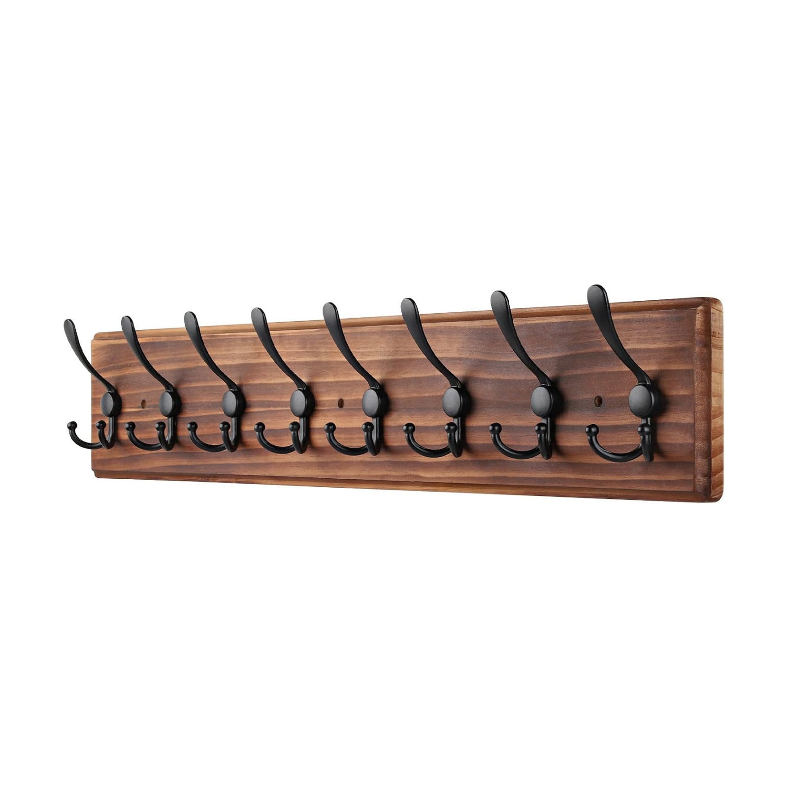 Coat Rack Wall Mount, Wooden Heavy Duty Coat Rack for Wall,8 Triple Coat Hanger Hooks for Hanging