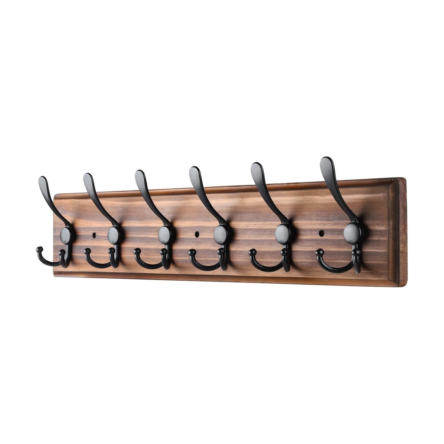 Coat Rack Wall Mount, Wooden Heavy Duty Coat Rack for Wall,6 Triple Coat Hanger Hooks for Hanging