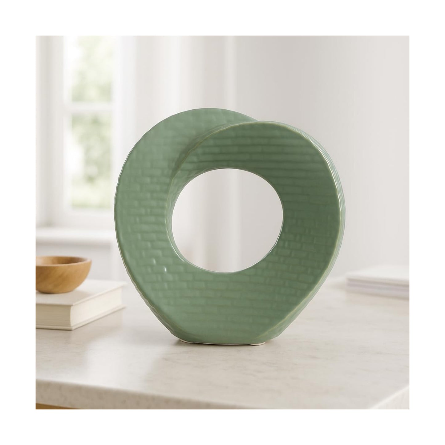 Ceramic Decorative Object / 8.0" H / Green