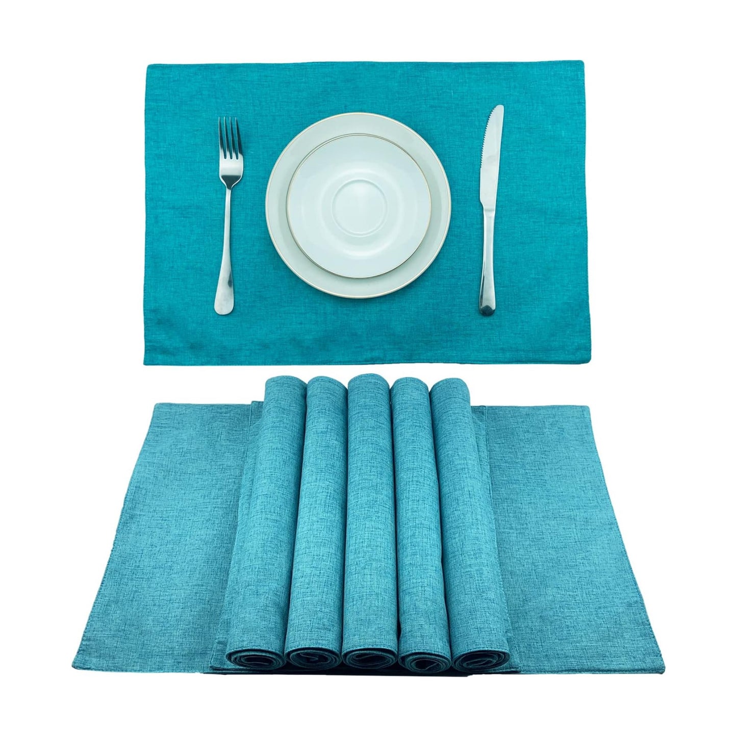 Weabetfu Cloth Placemats Set of 6 Heat Resistant Dining Table Placemats | Cotton Linen Machine Washable Kitchen Table
