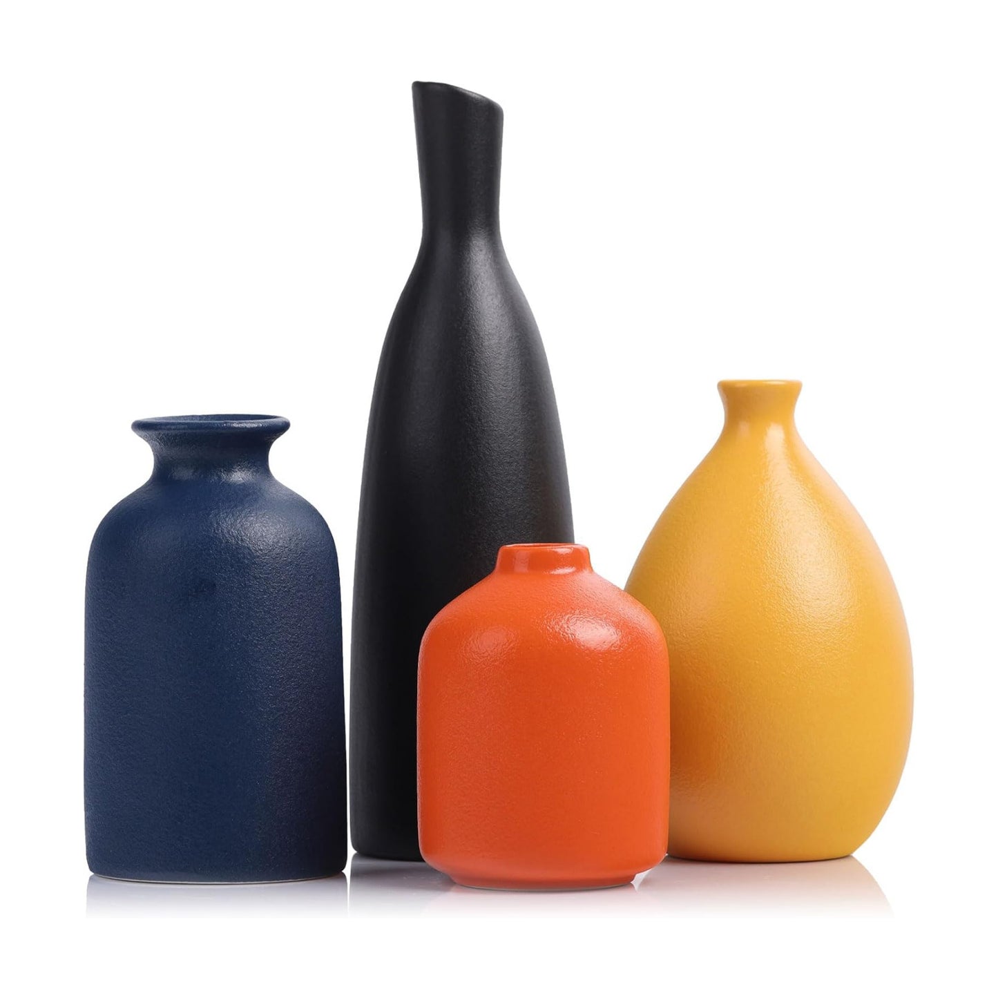 Colorful Ceramic Bud Vases / Multicolor Suit-b / Yellow / Set of 4