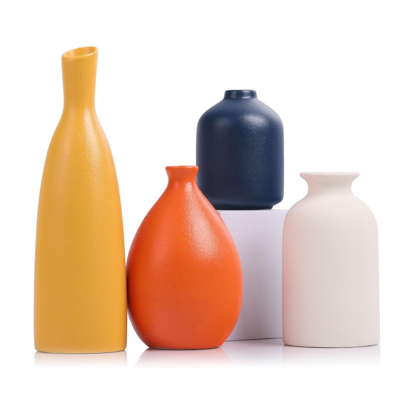 Colorful Ceramic Bud Vases / Multicolor Suit-a / Yellow / Set of 4