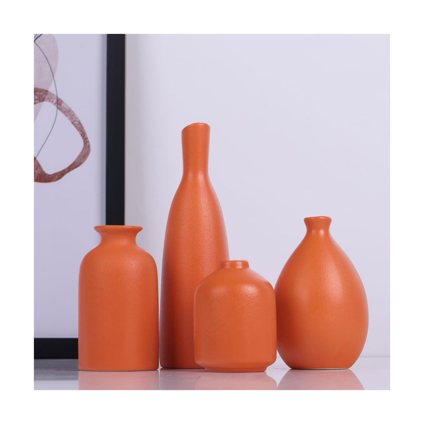 Orange Ceramic Bud Vases / Orange Set / Set of 4