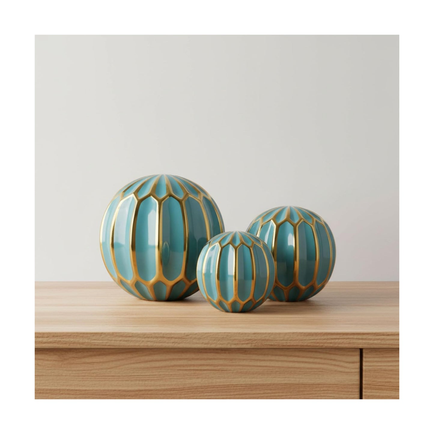 Stoneware & Ceramic Spheres / 6.0" H / Blue / Set of 3