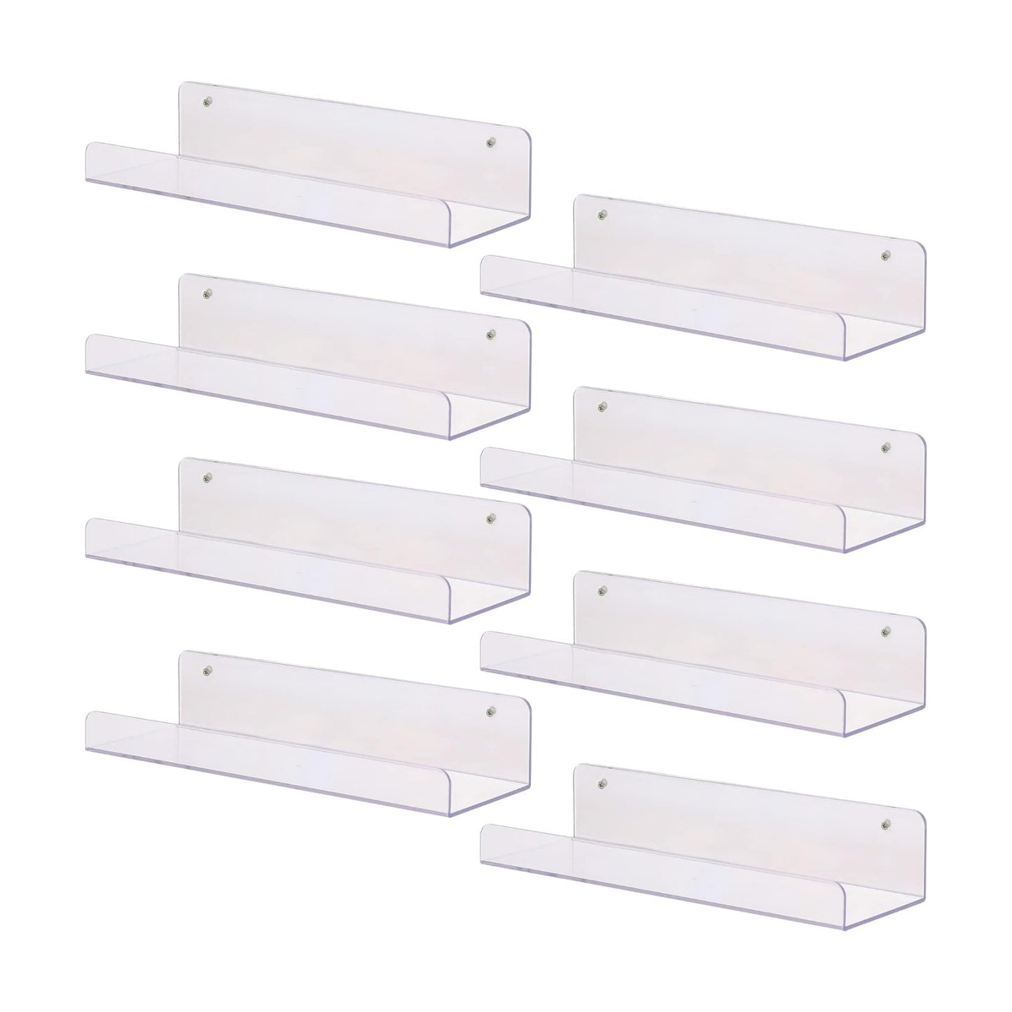 Sooyee 8 Pack Clear Acrylic Shelf, Invisible Floating Wall Ledge Bookshelf, Kids Book Display Shelves Wall
