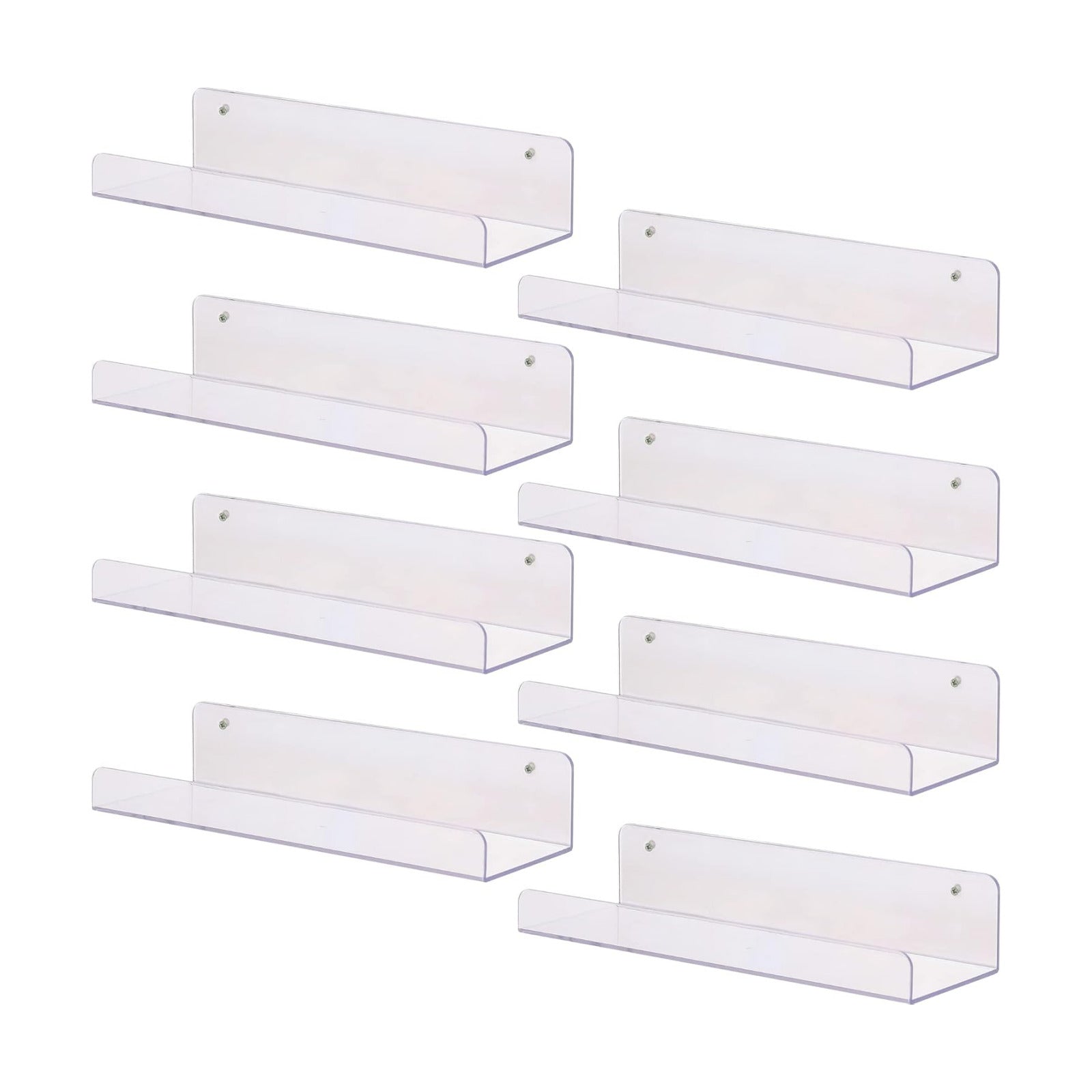 Sooyee 8 Pack Clear Acrylic Shelf, Invisible Floating Wall Ledge Bookshelf, Kids Book Display Shelves Wall