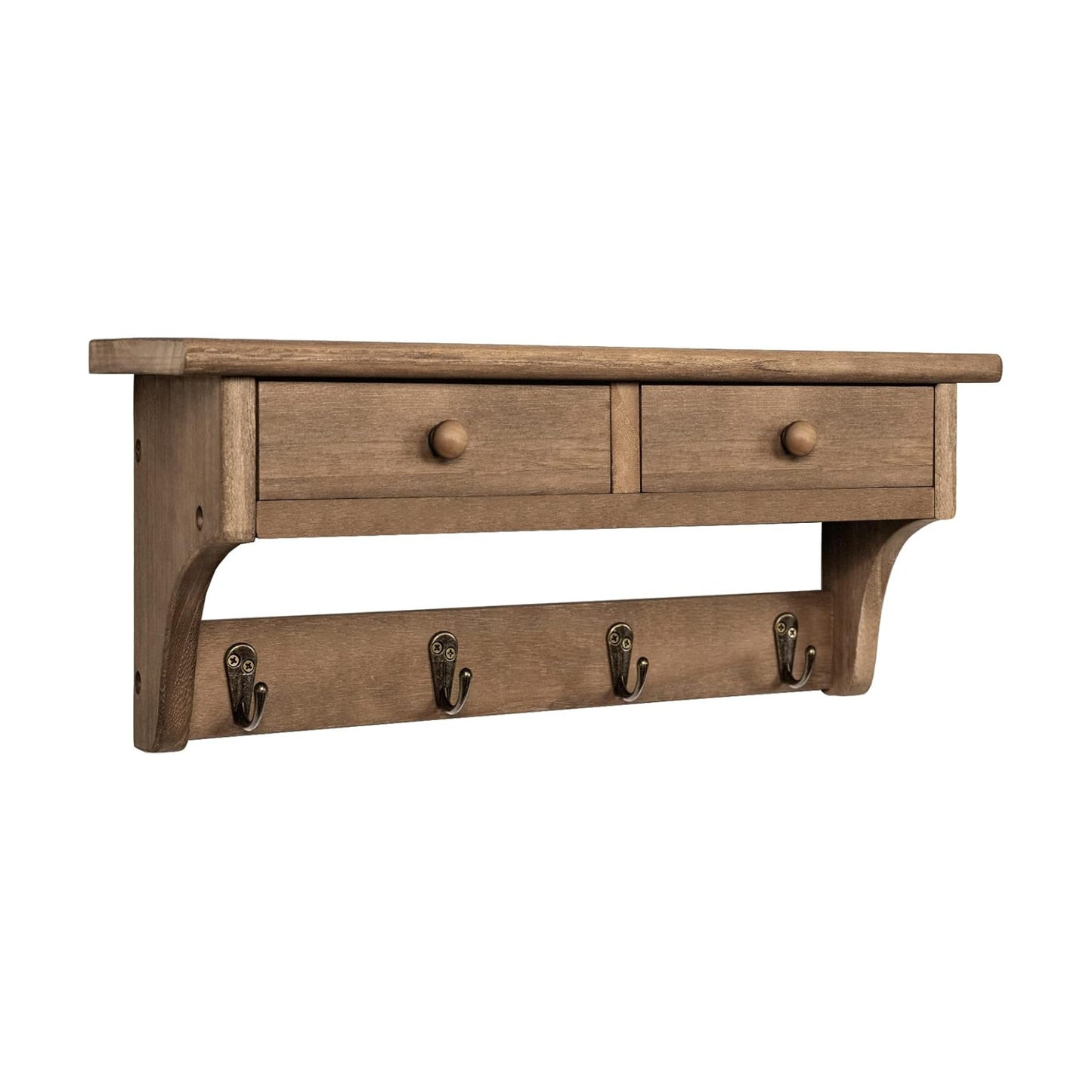 Emfogo Coat Hooks Mounted, Rustic Wood Coat Rack Mount Shelf with Hooks, Farmhouse Coat Rack with Shelf & Coat Hook for