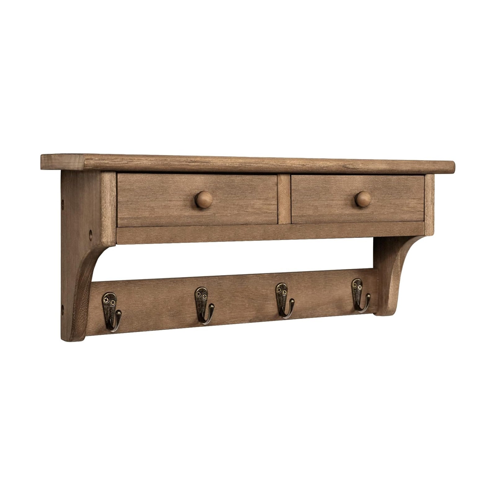 Emfogo Coat Hooks Mounted, Rustic Wood Coat Rack Mount Shelf with Hooks, Farmhouse Coat Rack with Shelf & Coat Hook for