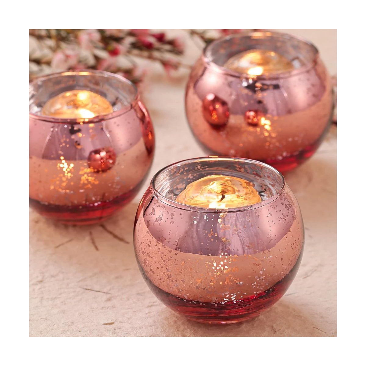Volens 24PCS Rose Gold Votive Candle Holders for Table Centerpieces