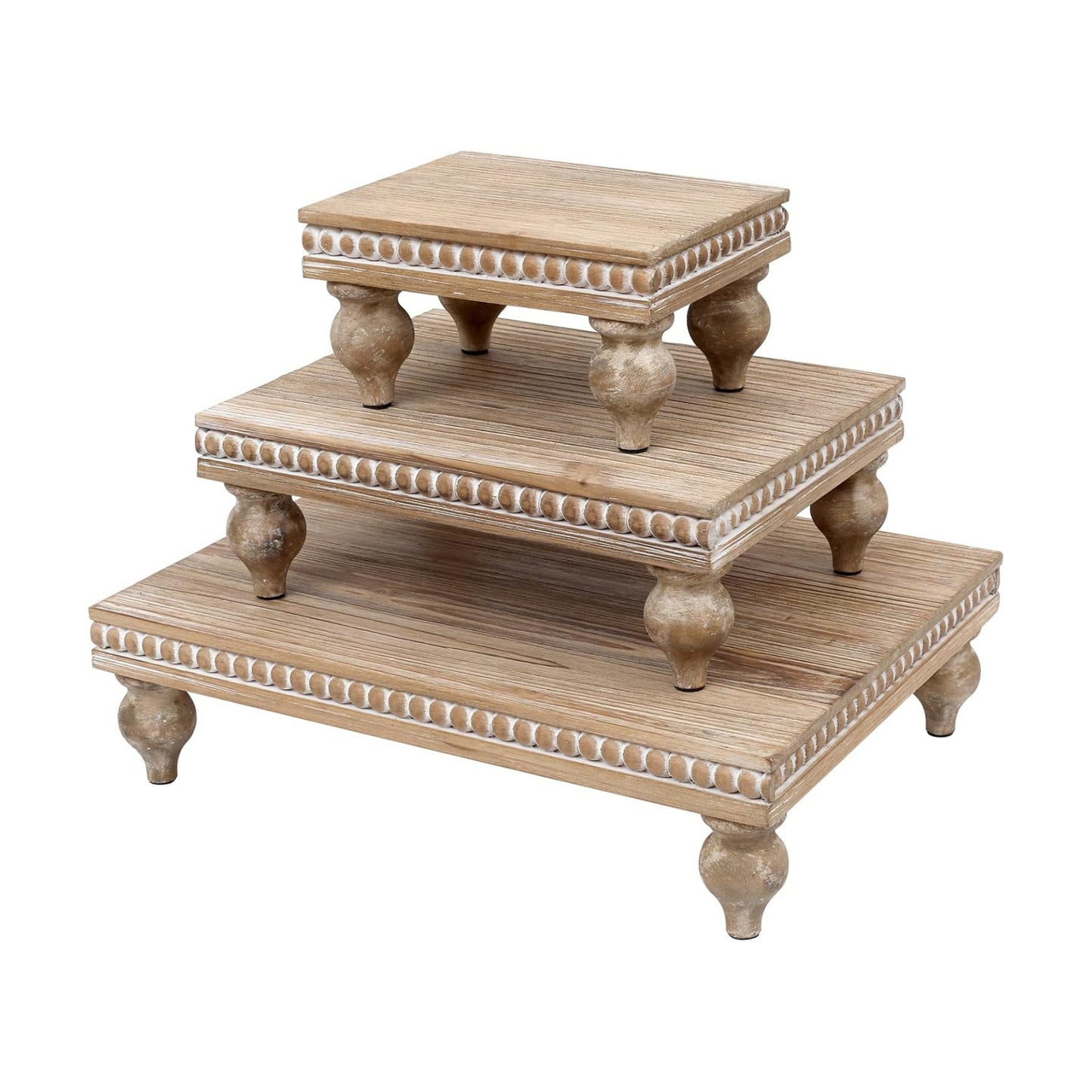 SwallowLiving Wooden Riser for display, Natural, Set of 3
