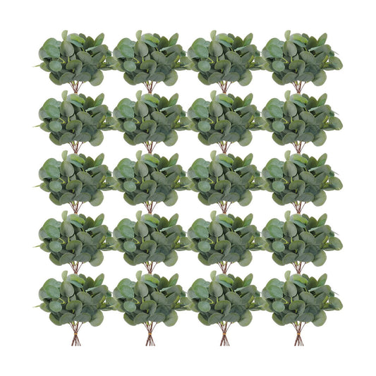 Artificial Eucalyptus Stems Leaves Bulk Tall Dollar Eucalyptus / Silver / 11.8 Inch / Set of 300