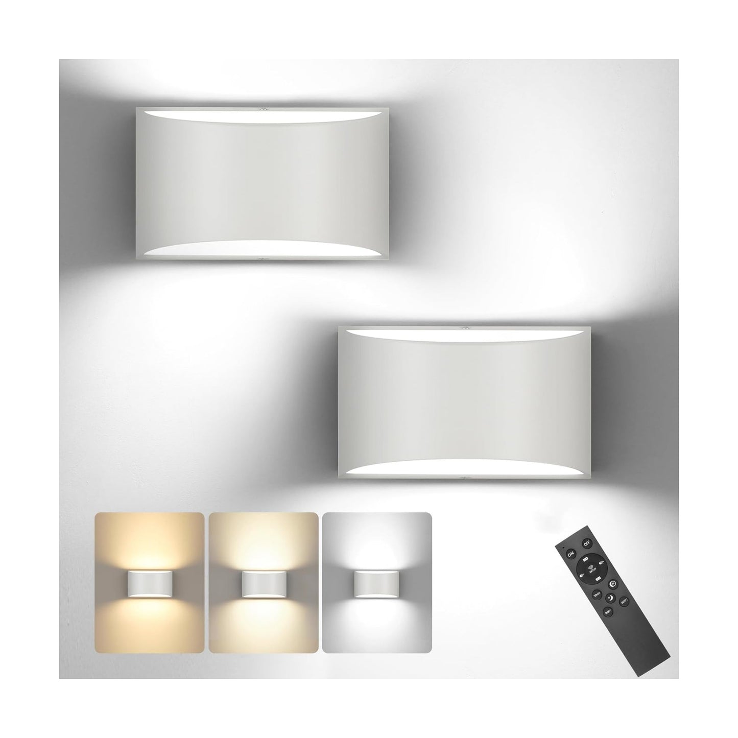 TRLIFE Modern LED Wall Sconces, Remote Control Dimmable and Adjustable Color Temperature 3000K~6000K Aluminum 12W