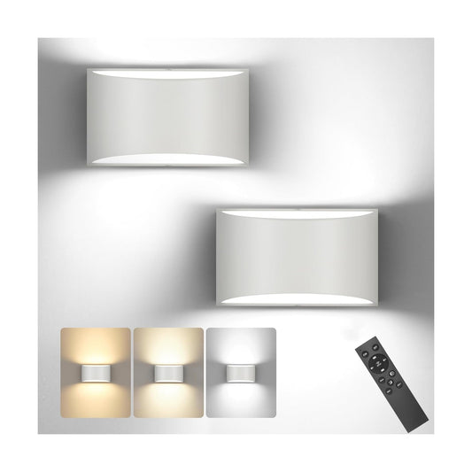 TRLIFE Modern LED Wall Sconces, Remote Control Dimmable and Adjustable Color Temperature 3000K~6000K Aluminum 12W
