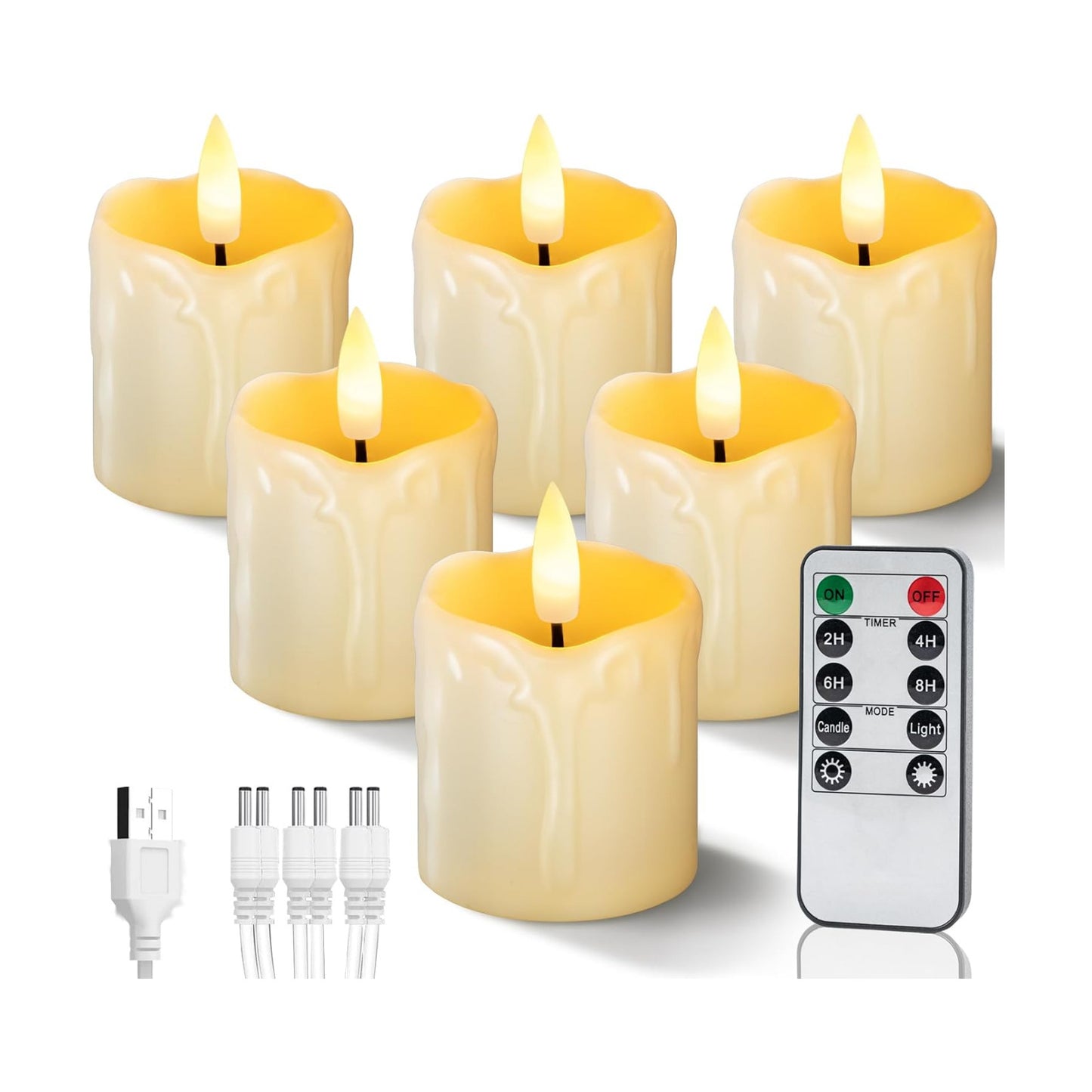 Homemory Rechargeable Flameless Candles with Timer Remote, 2" x 2" Realistic Battery Operated LED Votive Tea Lights