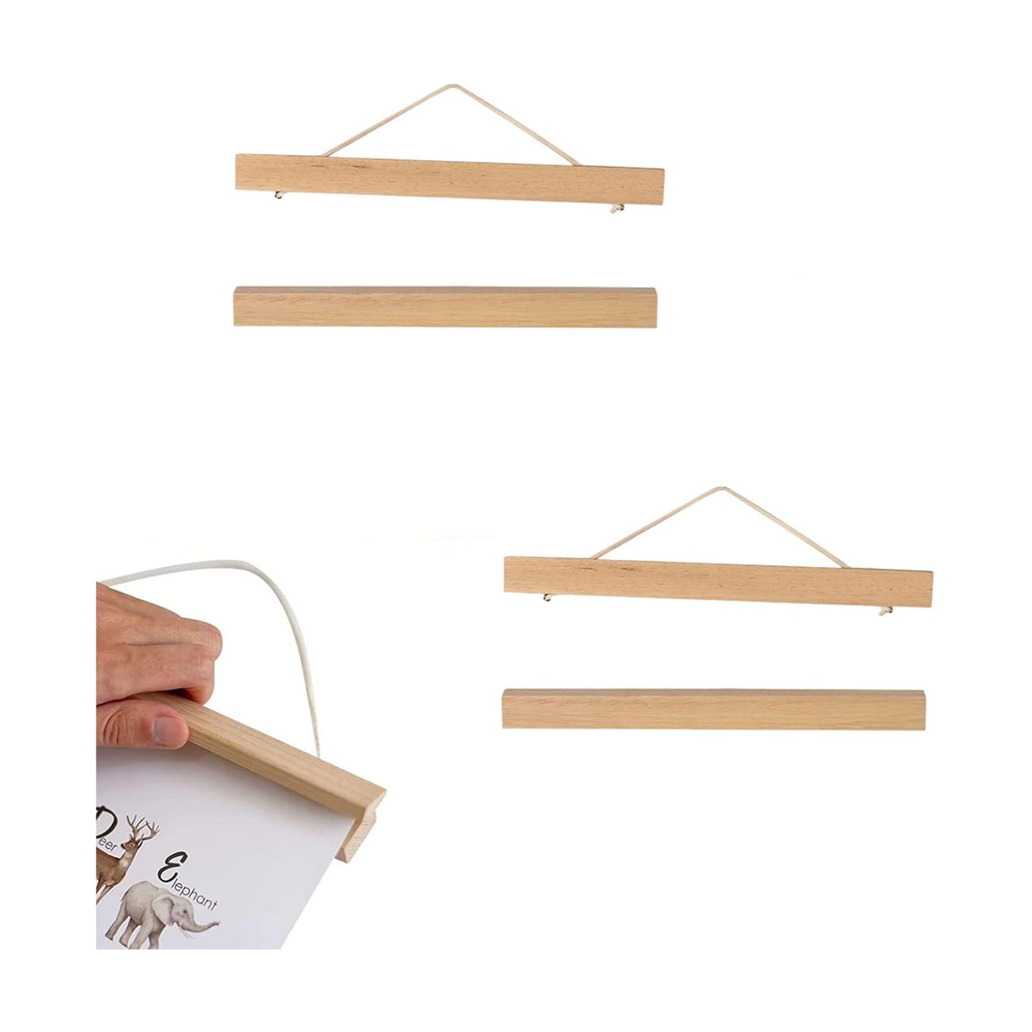Natural Wooden Magnetic Frame, Poster Holder, 2 Pieces Wooden Magnetic Photo Frame, Magnetic Wooden Photo Frame