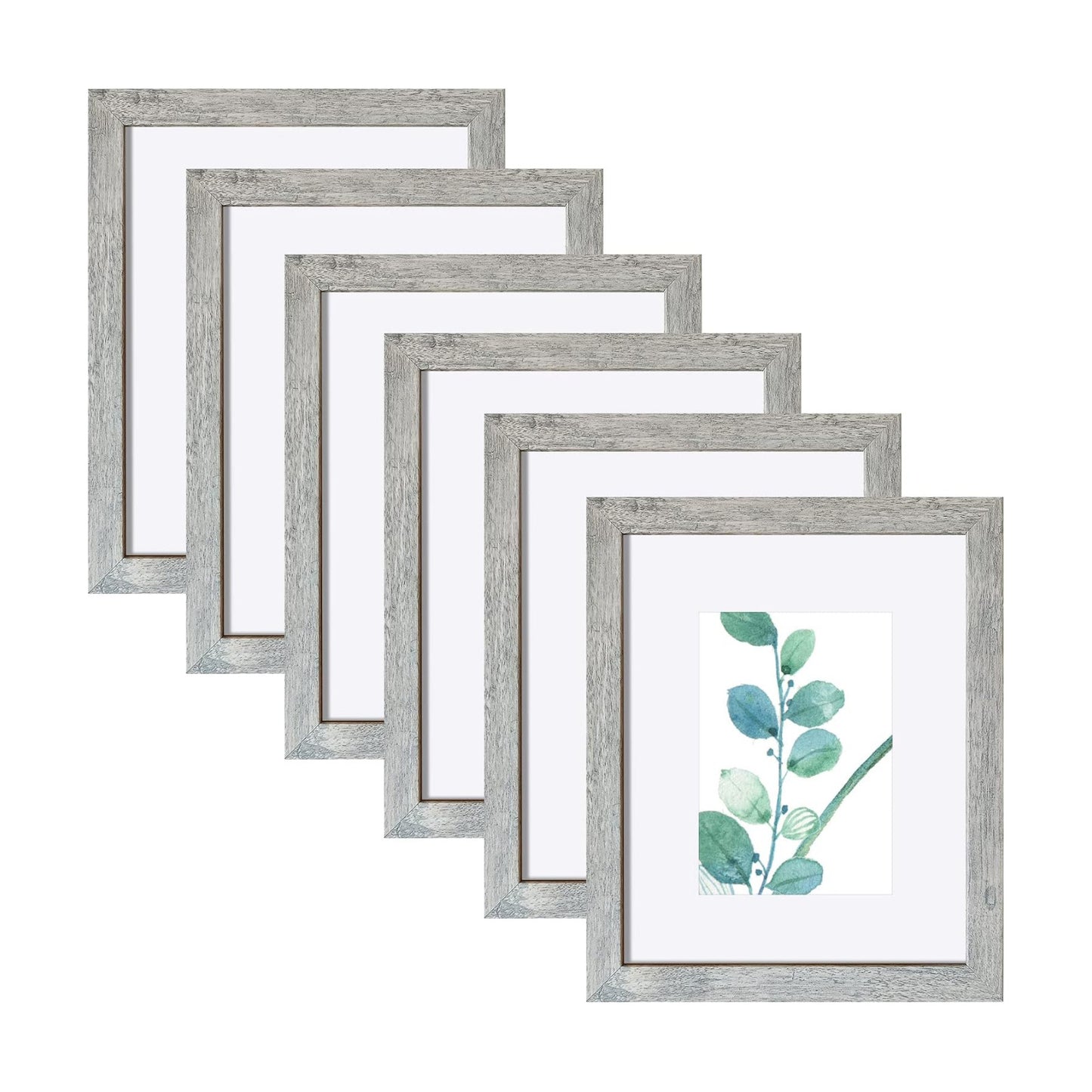 SESEAT 8x10 Picture Frame Light Grey Set of 6, Display Pictures 5x7 With mat or 8x10 Without Mat