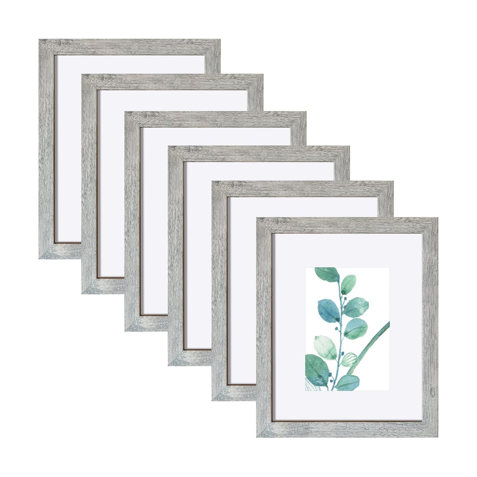 SESEAT 8x10 Picture Frame Light Grey Set of 6, Display Pictures 5x7 With mat or 8x10 Without Mat