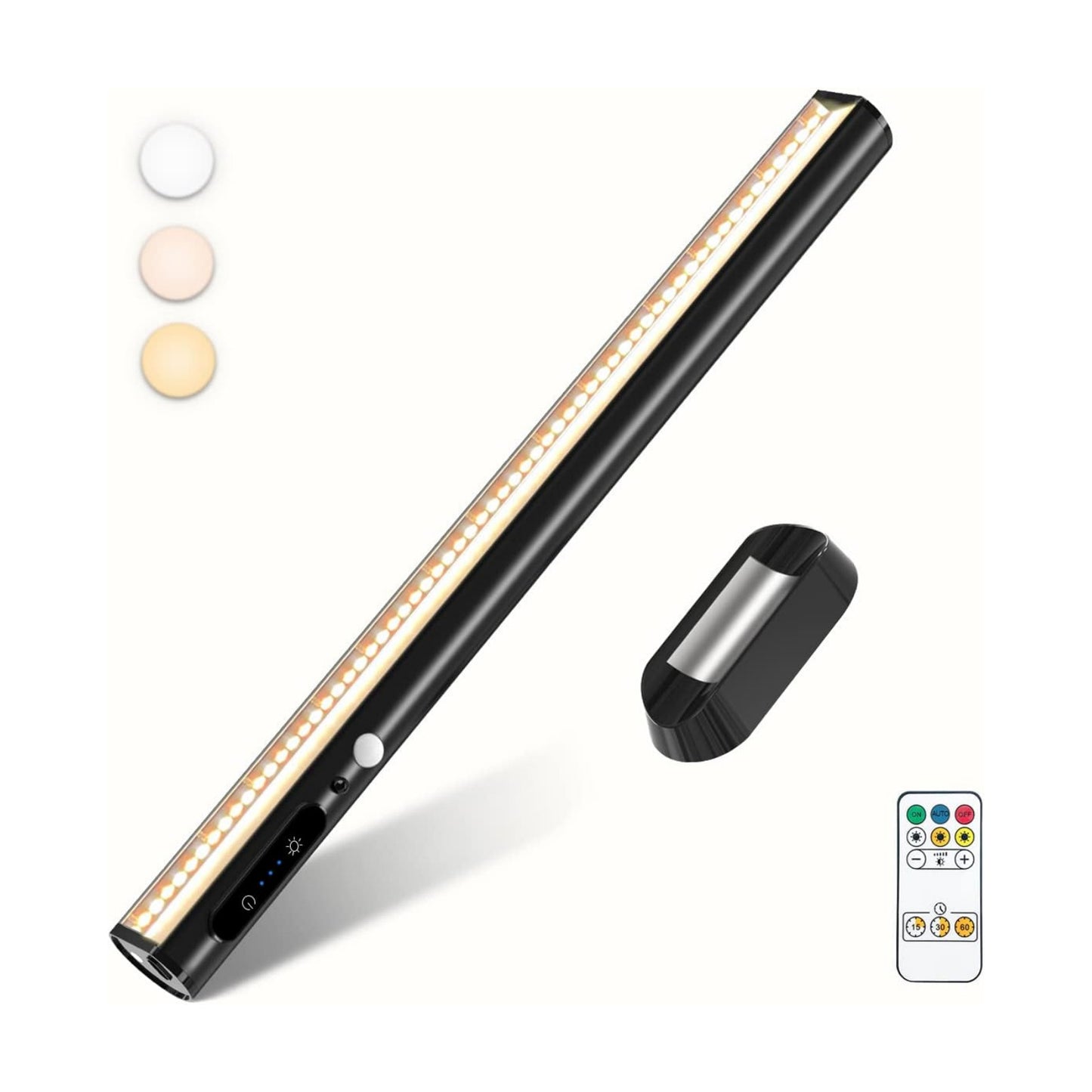 Battery Powered Operated Wall Strip Light with Motion Sensor | LED Light Bar, Rechargeable Magnetic Under Cabinet