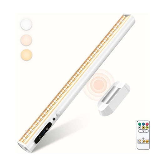 Battery Powered Operated Wall Strip Light with Motion Sensor | LED Light Bar, Rechargeable Magnetic Under Cabinet